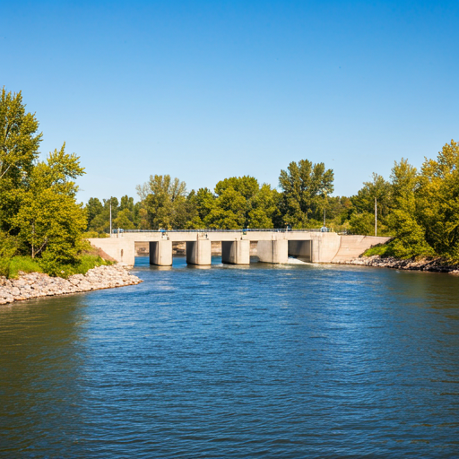 river and concrete water management structures
